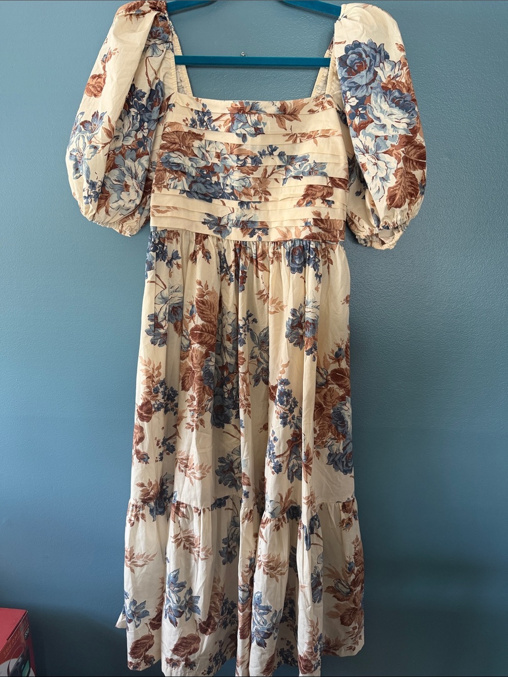Abercrombie & Fitch Ivory Floral Smocked-Waist Skirt - Blue & Brown Print